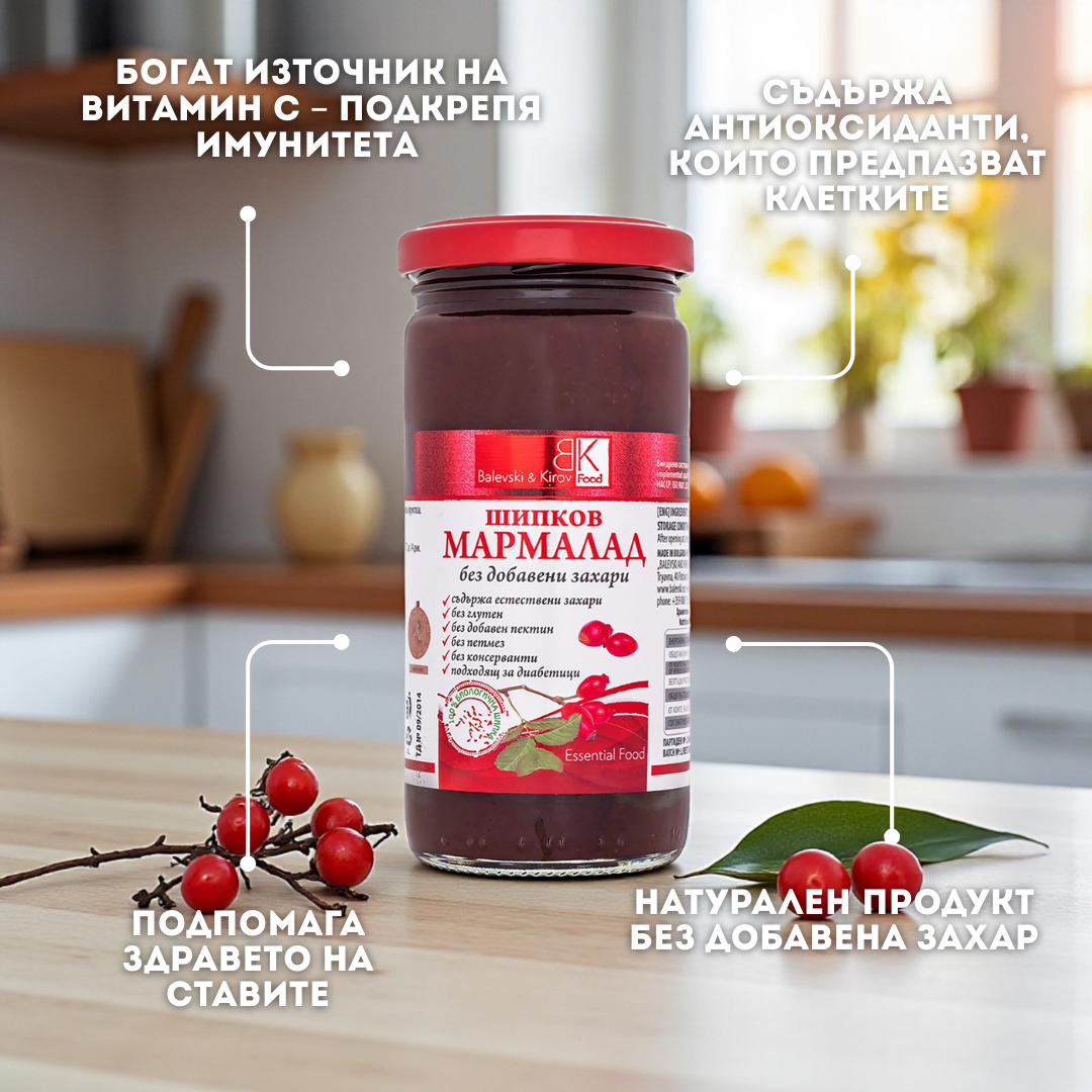 3 броя Шипков мармалад без захар - 100% биологична шипка