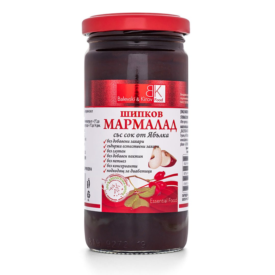 3 броя Шипков мармалад със сок от ябълка без захар . - 100% биологична шипка
