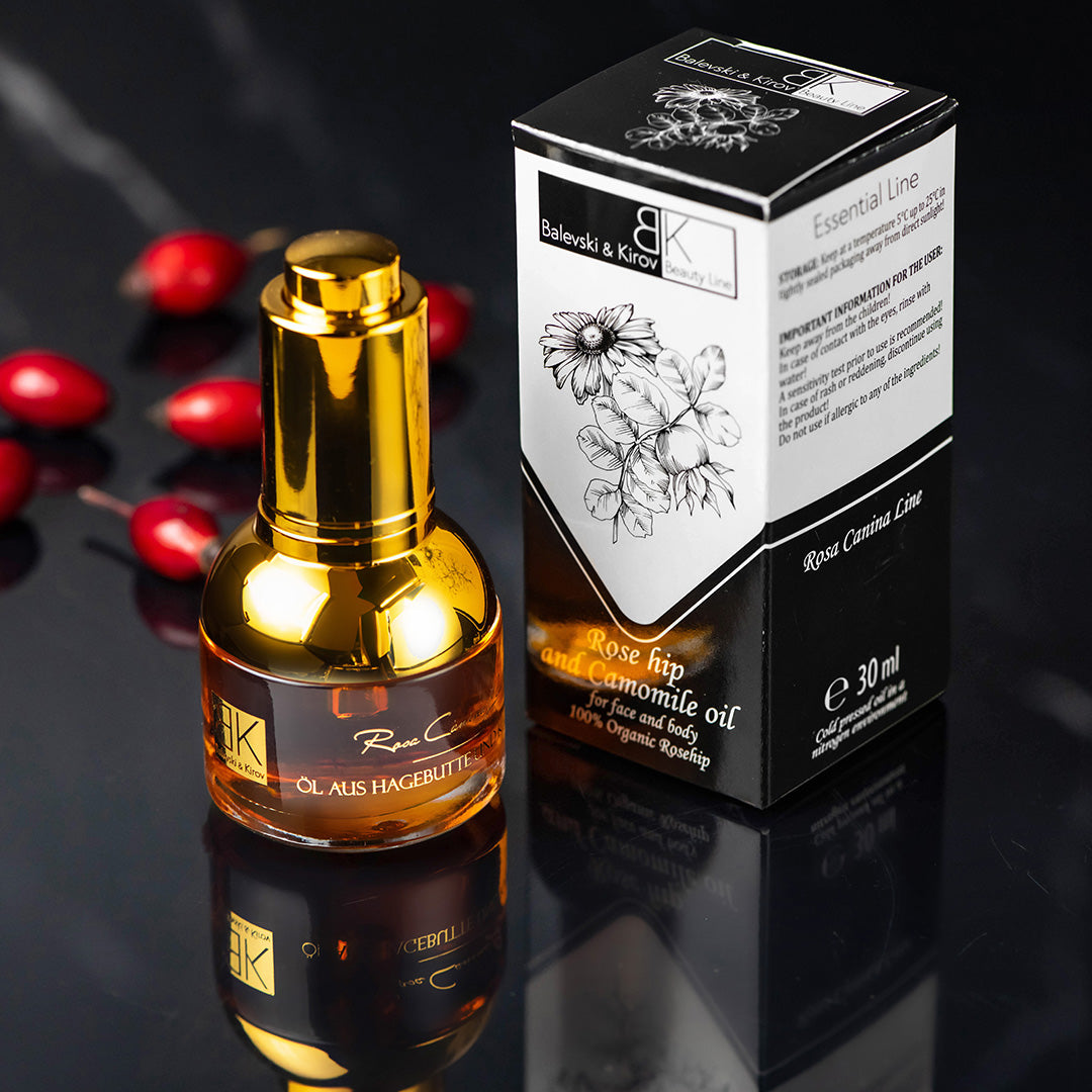 Studené lisovaný olej zo Šípky s olejom z Rímskej kamilky 30 ml Luxus - Biologický produkt