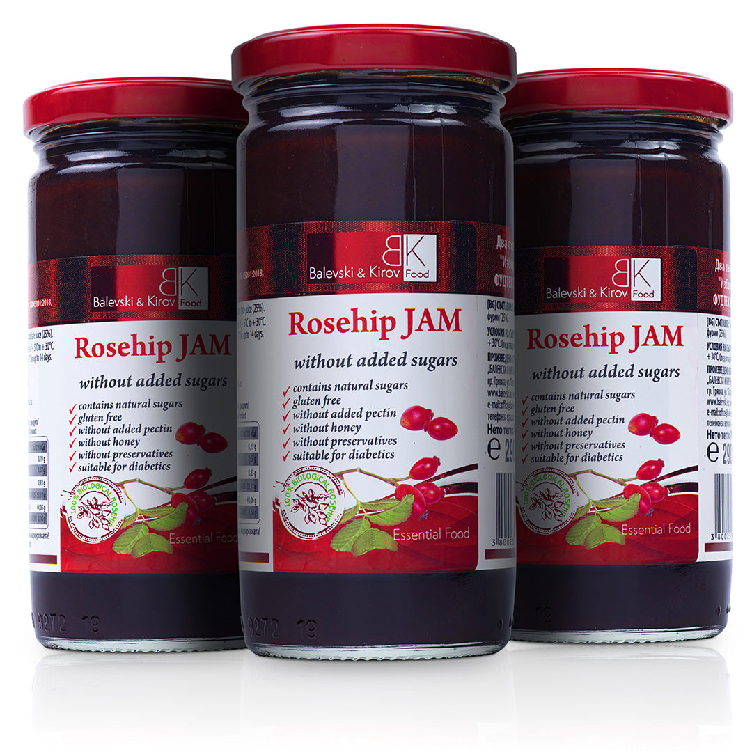 3 kusy Šípkový džem bez cukru, pohár 290 g - 100% bio šípka