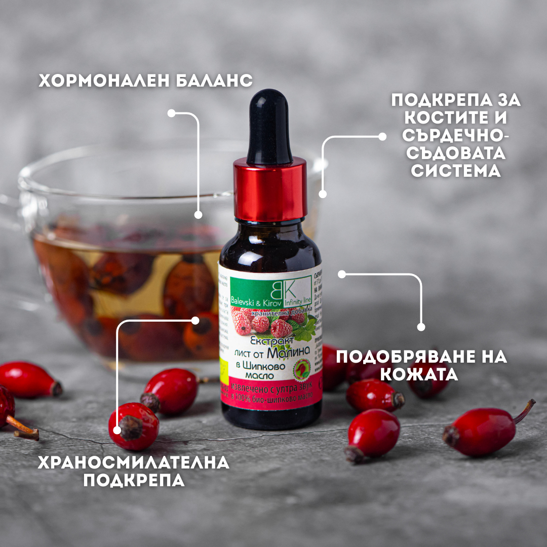 Екстракт Лист от Малина в Шипково масло  - Хранителна Добавка