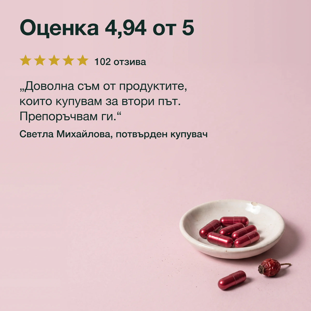 Шипка, желязо, фолиева киселина и B12: Оценка 4,94 от 5
