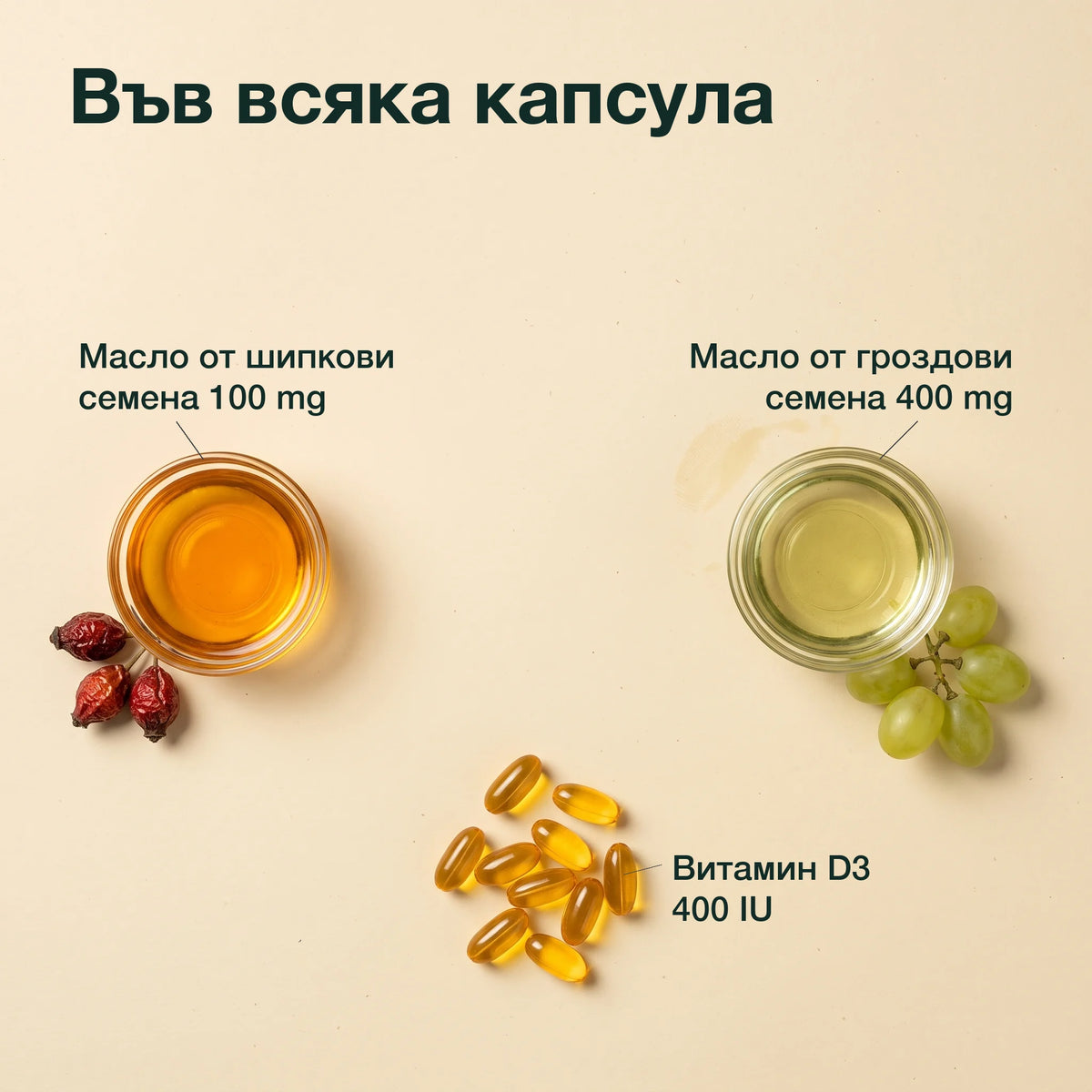 Шипково масло с витамин D3: Във всяка капсула