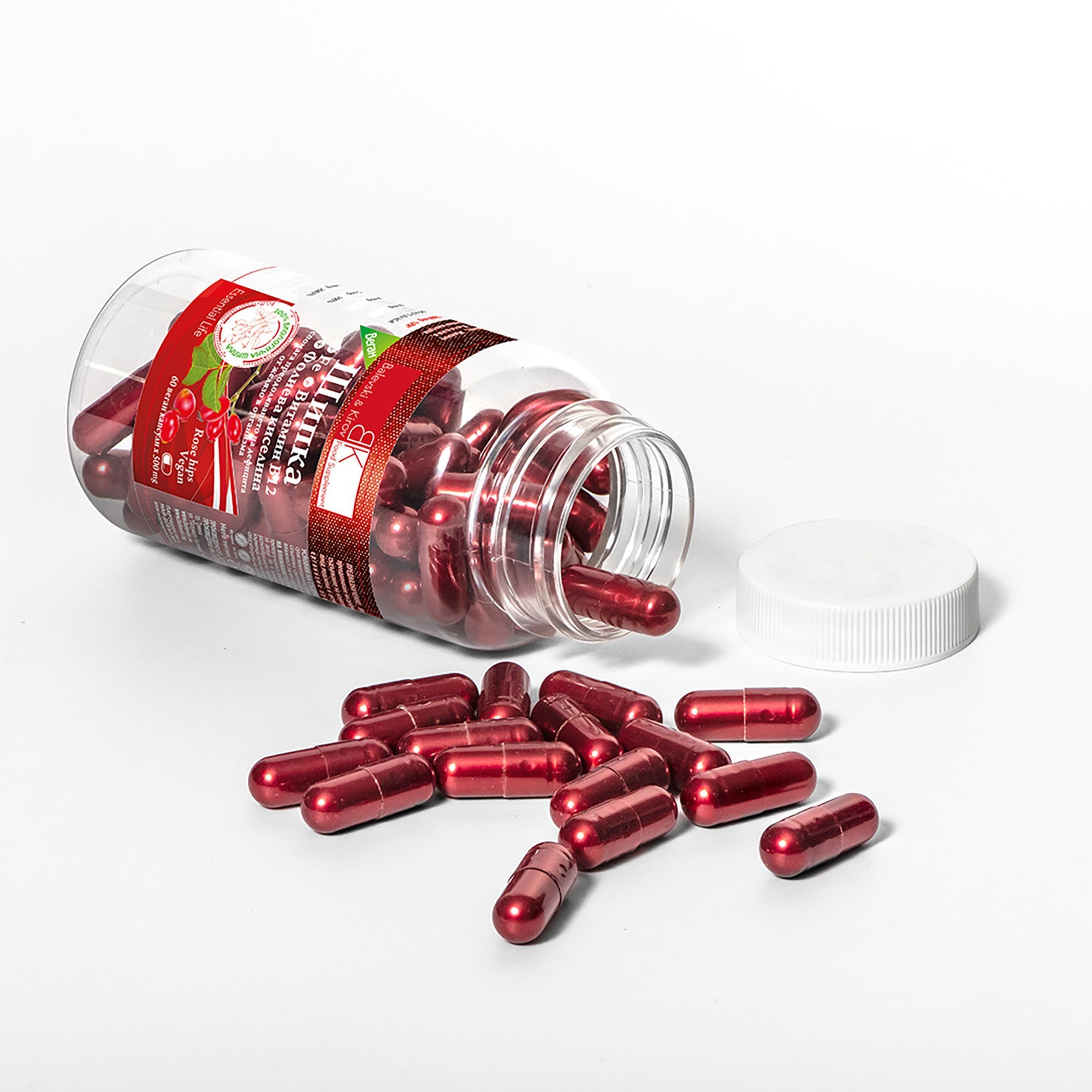 Šípkové Vegan – Šípka, Železo, Kyselina listová a Vitamín B12 - Bio produkt