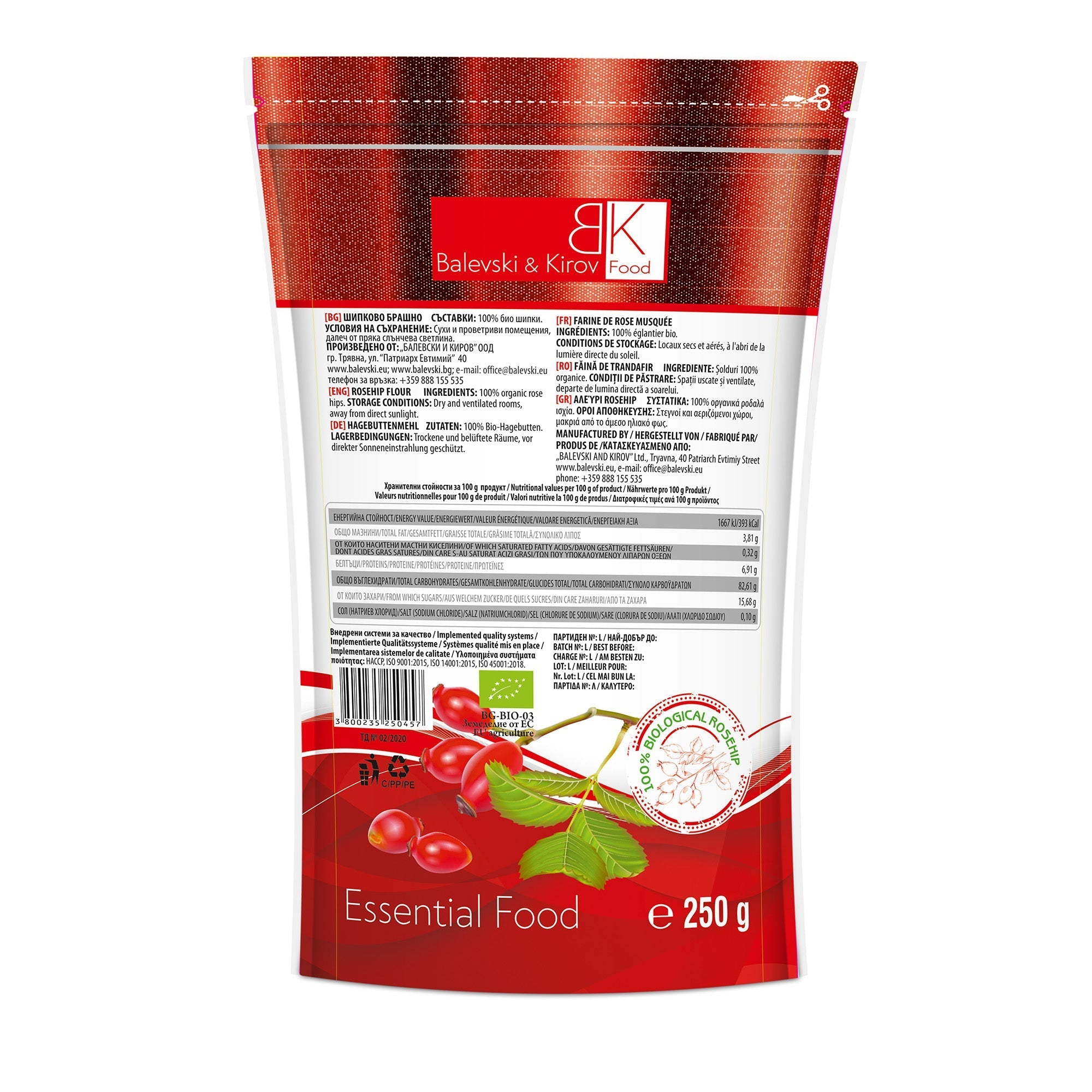 Múka z vysušených plodov šípky. 120 mikrónov - bio produkt