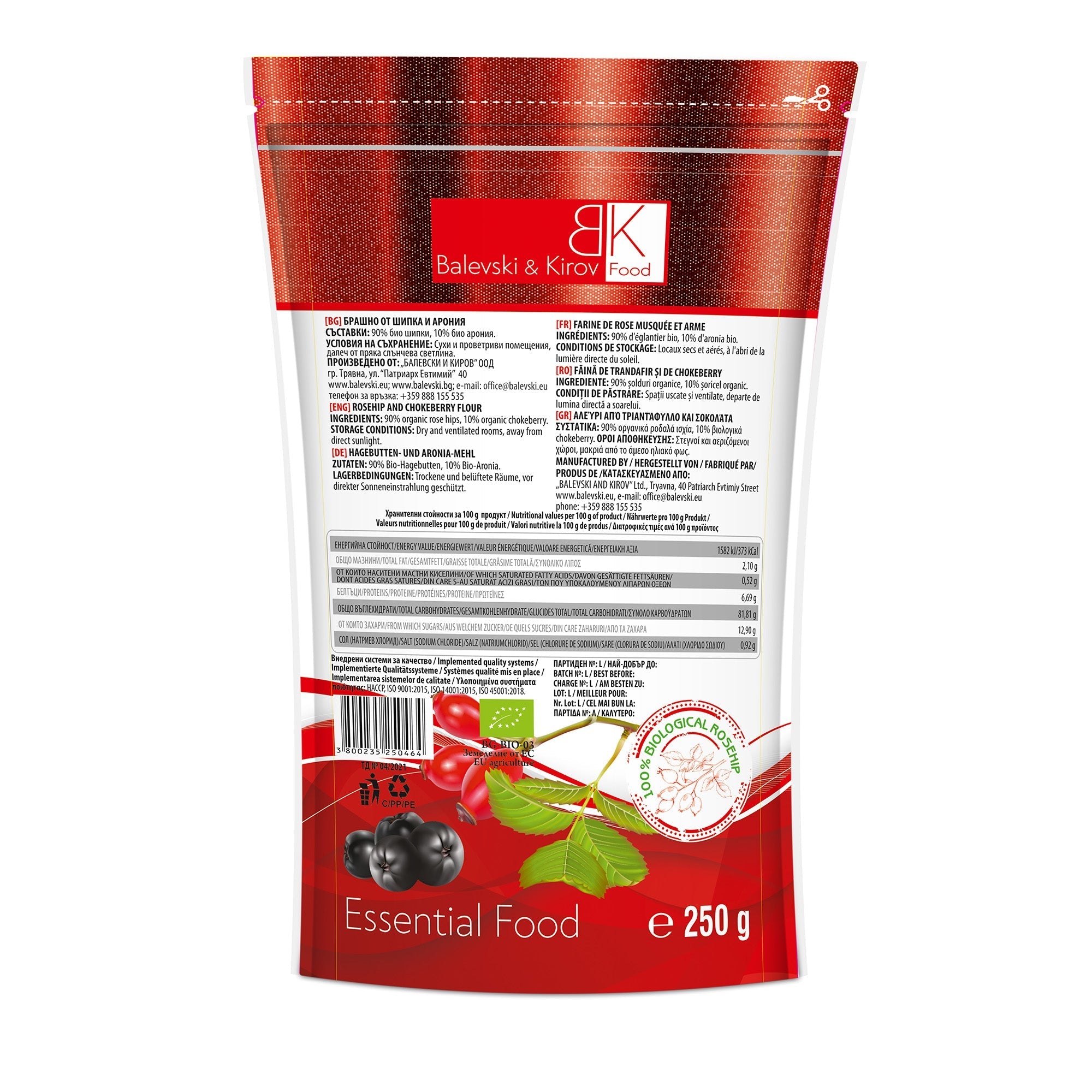 Múka z vysušených šípok s aróniovou múkou. 120 mikrónov - bio produkt
