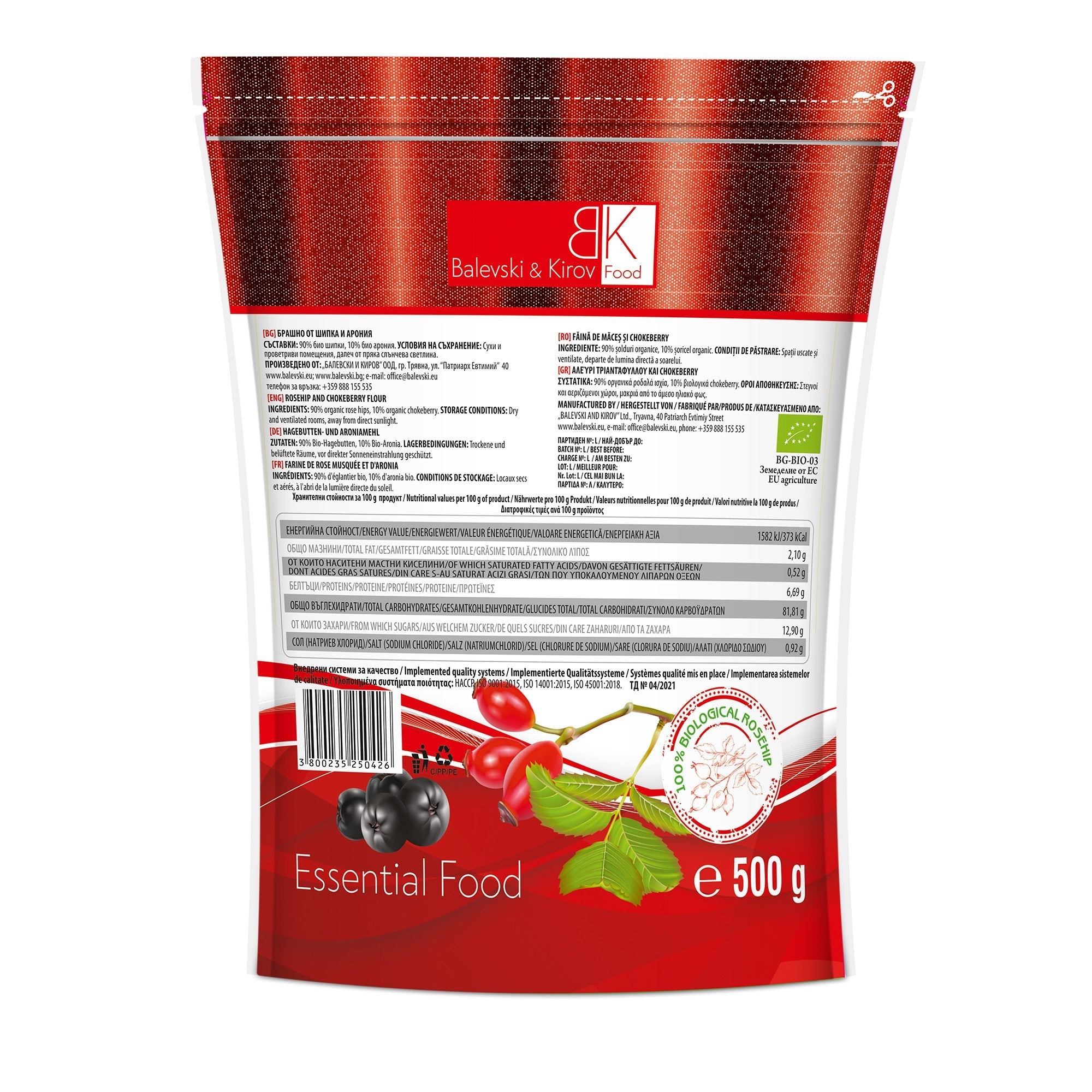 Múka z vysušených šípok s aróniovou múkou. 120 mikrónov - bio produkt