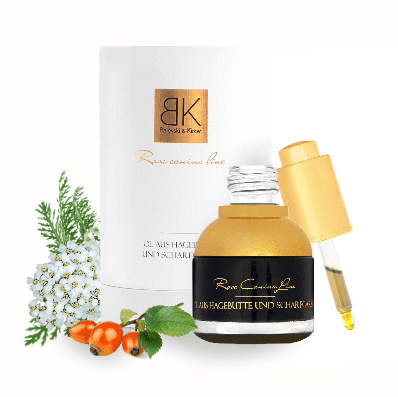 Studená lisované bio olej z šípky s olejom z bielej rebríčky Premium - 30 ml